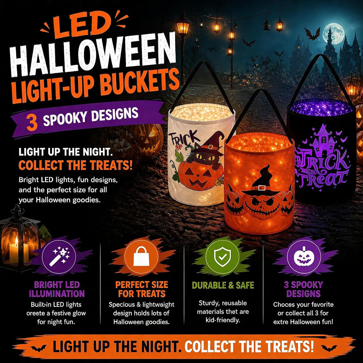 Halloween Candy Bag For Kids Scary Pumpkin Face